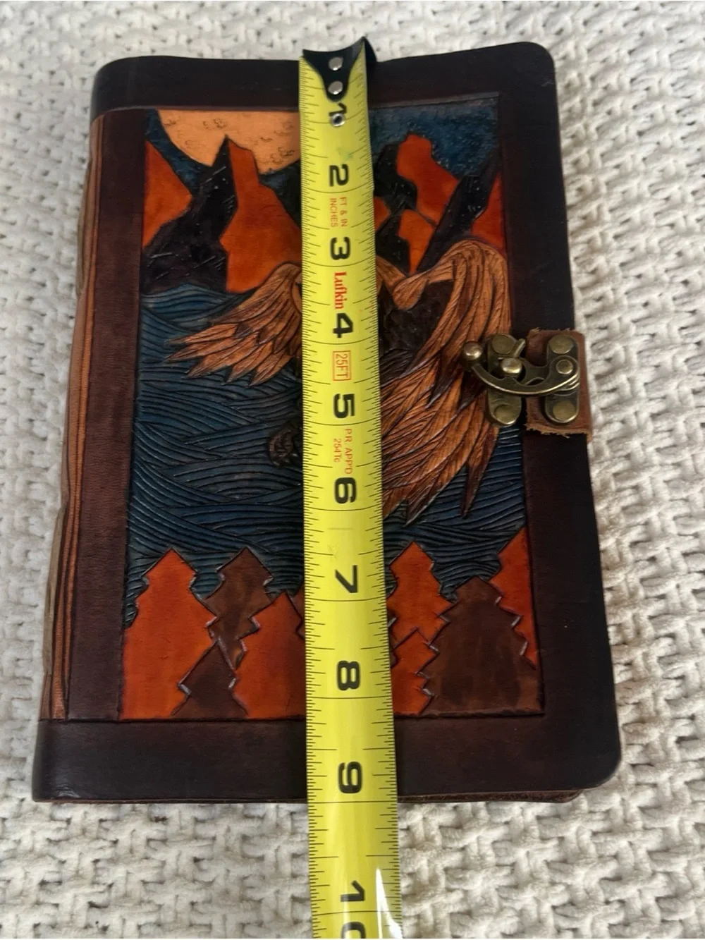Handmade Paper Leather Emboss Owl Drawing Sketch Pad Journal Diary Boho w/clasp